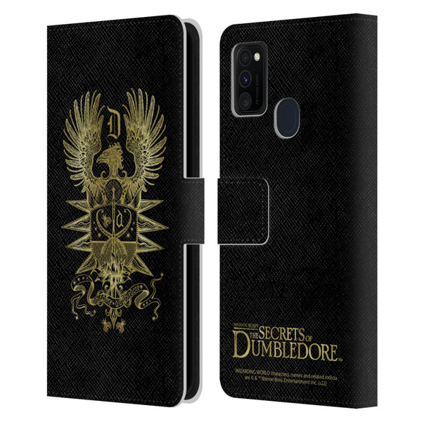 Fantastic Beasts: Secrets of Dumbledore Graphics Dumbledore's Crest Leather Book Wallet Case Cover For Samsung Galaxy M30s (2019)/M21 (2020)
