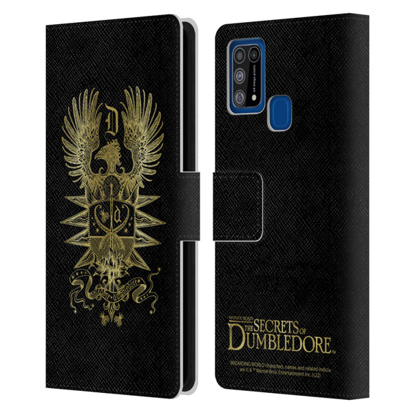 Fantastic Beasts: Secrets of Dumbledore Graphics Dumbledore's Crest Leather Book Wallet Case Cover For Samsung Galaxy M31 (2020)