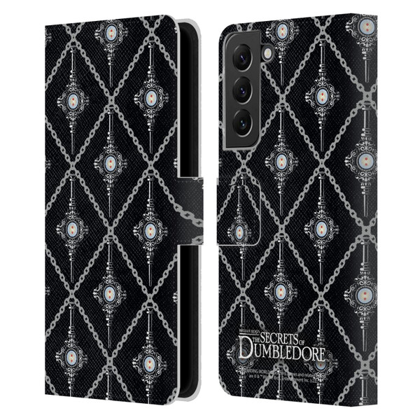 Fantastic Beasts: Secrets of Dumbledore Graphics Blood Troth Pattern Leather Book Wallet Case Cover For Samsung Galaxy S22+ 5G