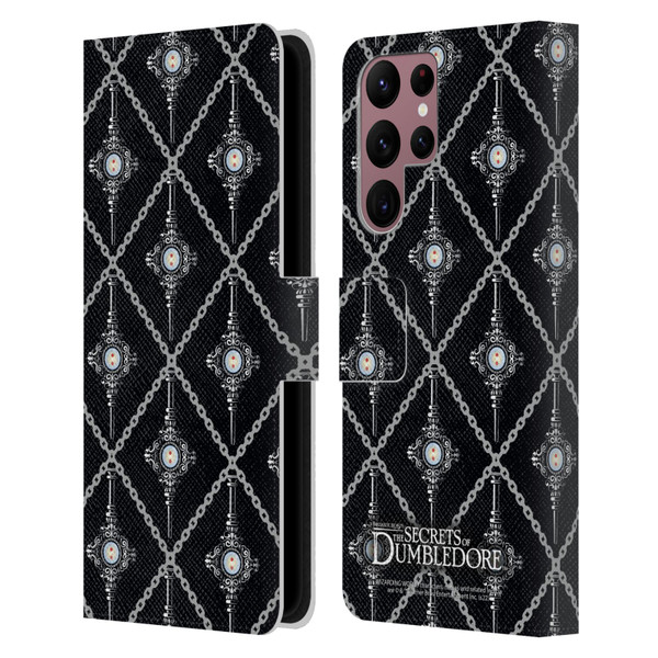 Fantastic Beasts: Secrets of Dumbledore Graphics Blood Troth Pattern Leather Book Wallet Case Cover For Samsung Galaxy S22 Ultra 5G