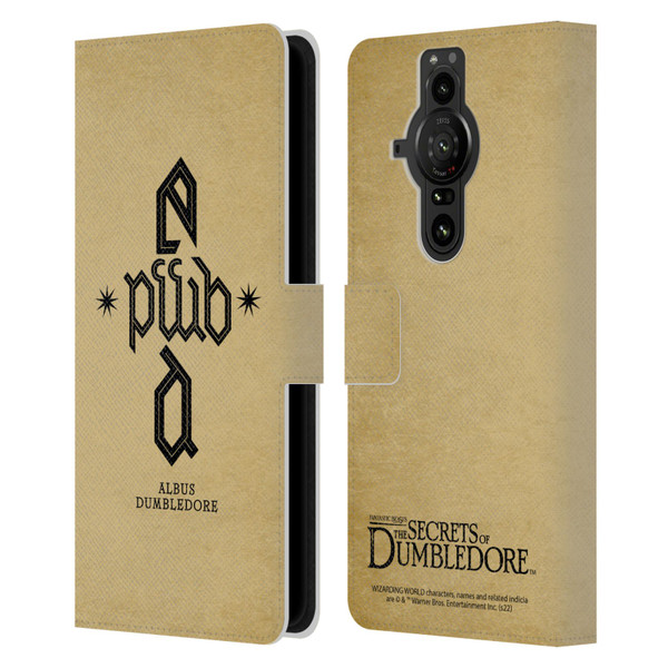 Fantastic Beasts: Secrets of Dumbledore Graphics Dumbledore's Monogram Leather Book Wallet Case Cover For Sony Xperia Pro-I