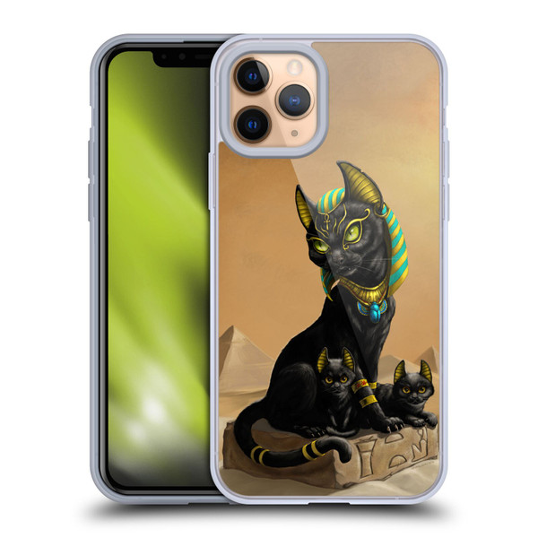 Stanley Morrison Art Egyptian Bastet Cat & Kittens Soft Gel Case for Apple iPhone 11 Pro