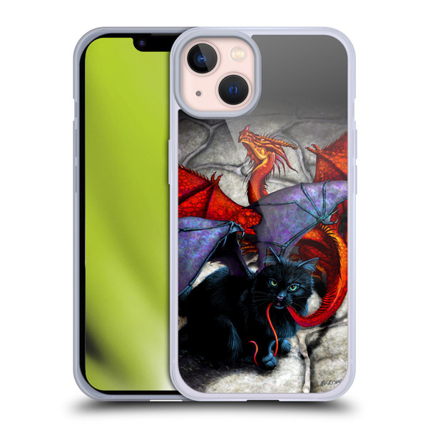 Stanley Morrison Art Bat Winged Black Cat & Dragon Soft Gel Case for Apple iPhone 13