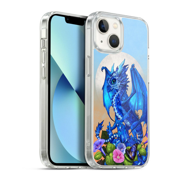 Stanley Morrison Art Blue Sapphire Dragon & Flowers Soft Gel Case for Apple iPhone 13