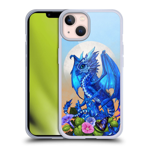 Stanley Morrison Art Blue Sapphire Dragon & Flowers Soft Gel Case for Apple iPhone 13