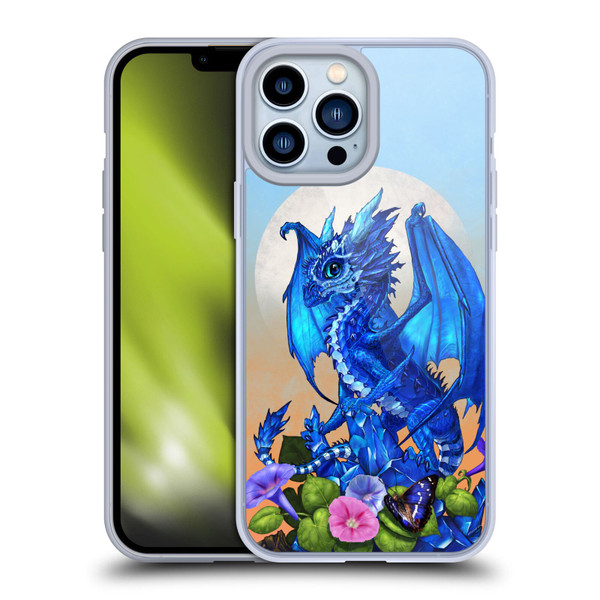 Stanley Morrison Art Blue Sapphire Dragon & Flowers Soft Gel Case for Apple iPhone 13 Pro Max