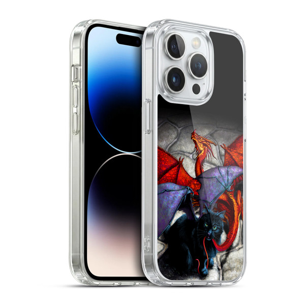 Stanley Morrison Art Bat Winged Black Cat & Dragon Soft Gel Case for Apple iPhone 13 Pro & MagSafe