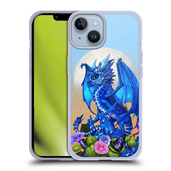 Stanley Morrison Art Blue Sapphire Dragon & Flowers Soft Gel Case for Apple iPhone 14