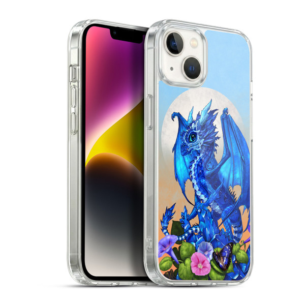 Stanley Morrison Art Blue Sapphire Dragon & Flowers Soft Gel Case for Apple iPhone 14 Plus & MagSafe
