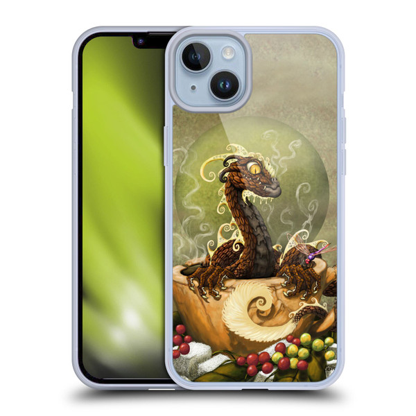 Stanley Morrison Art Brown Coffee Dragon Dragonfly Soft Gel Case for Apple iPhone 14 Plus