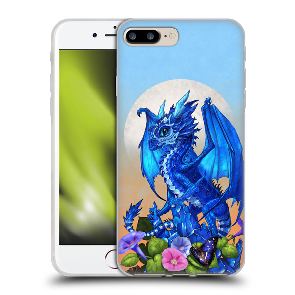 Stanley Morrison Art Blue Sapphire Dragon & Flowers Soft Gel Case for Apple iPhone 7 Plus / iPhone 8 Plus