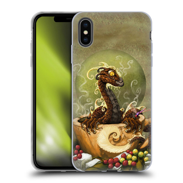 Stanley Morrison Art Brown Coffee Dragon Dragonfly Soft Gel Case for Apple iPhone XS Max