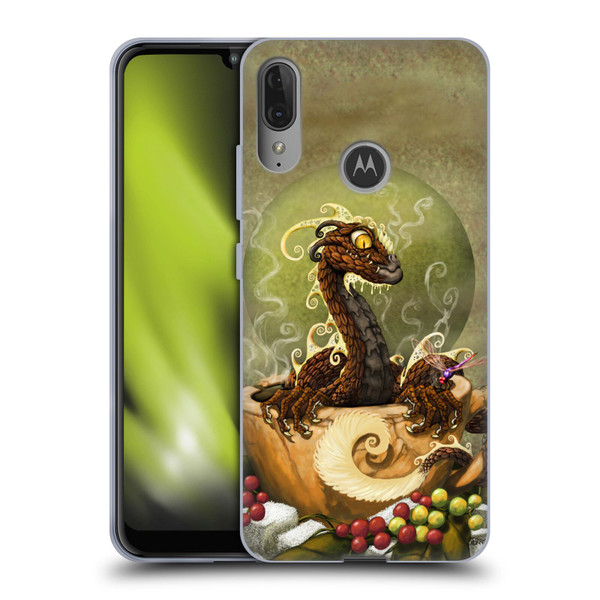Stanley Morrison Art Brown Coffee Dragon Dragonfly Soft Gel Case for Motorola Moto E6 Plus
