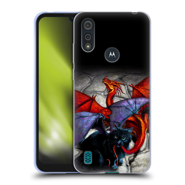 Stanley Morrison Art Bat Winged Black Cat & Dragon Soft Gel Case for Motorola Moto E6s (2020)