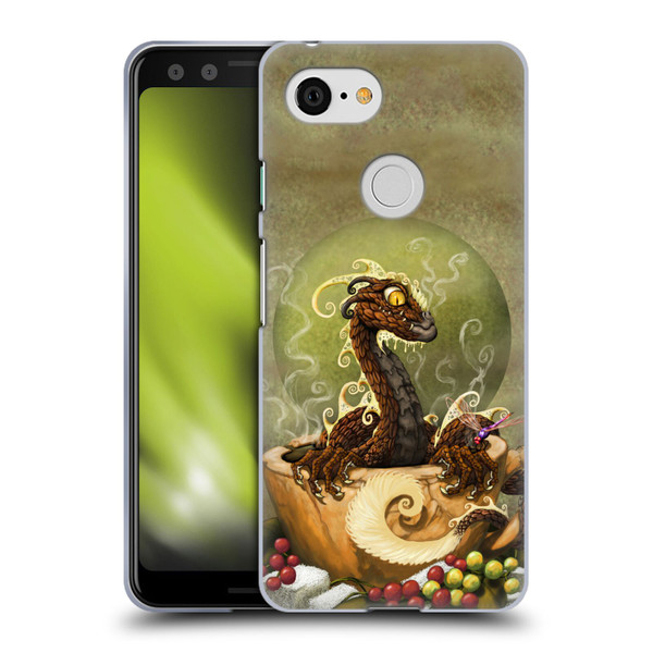 Stanley Morrison Art Brown Coffee Dragon Dragonfly Soft Gel Case for Google Pixel 3