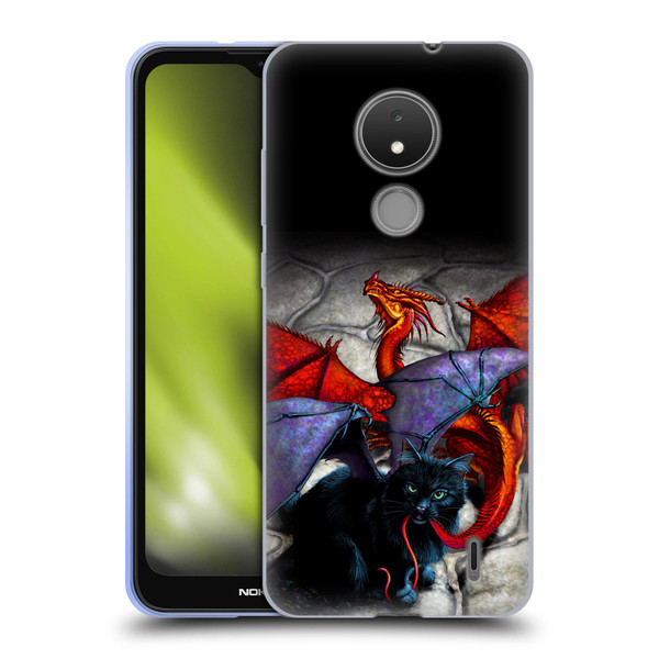 Stanley Morrison Art Bat Winged Black Cat & Dragon Soft Gel Case for Nokia C21