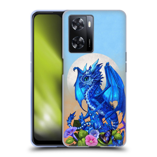 Stanley Morrison Art Blue Sapphire Dragon & Flowers Soft Gel Case for OPPO A57s