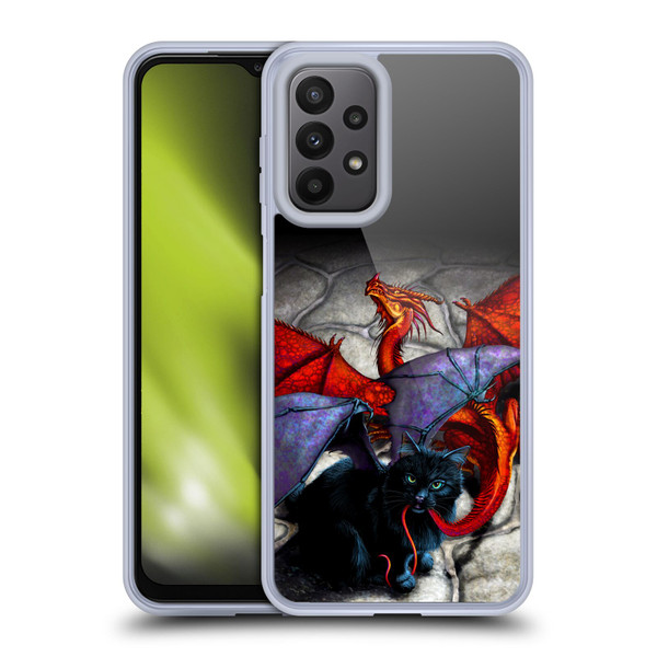 Stanley Morrison Art Bat Winged Black Cat & Dragon Soft Gel Case for Samsung Galaxy A23 / 5G (2022)