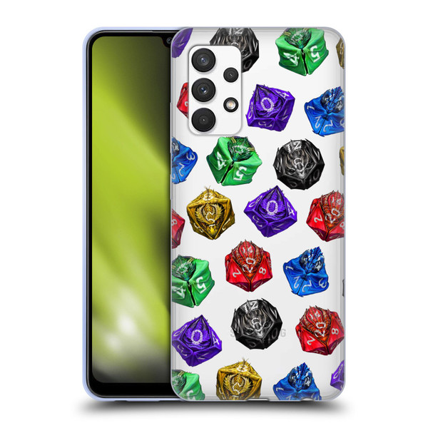 Stanley Morrison Art Six Dragons Gaming Dice Set Soft Gel Case for Samsung Galaxy A32 (2021)