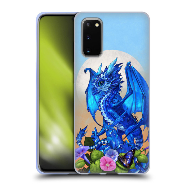 Stanley Morrison Art Blue Sapphire Dragon & Flowers Soft Gel Case for Samsung Galaxy S20 / S20 5G