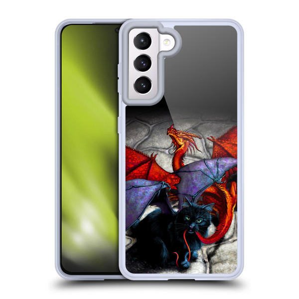 Stanley Morrison Art Bat Winged Black Cat & Dragon Soft Gel Case for Samsung Galaxy S21 5G