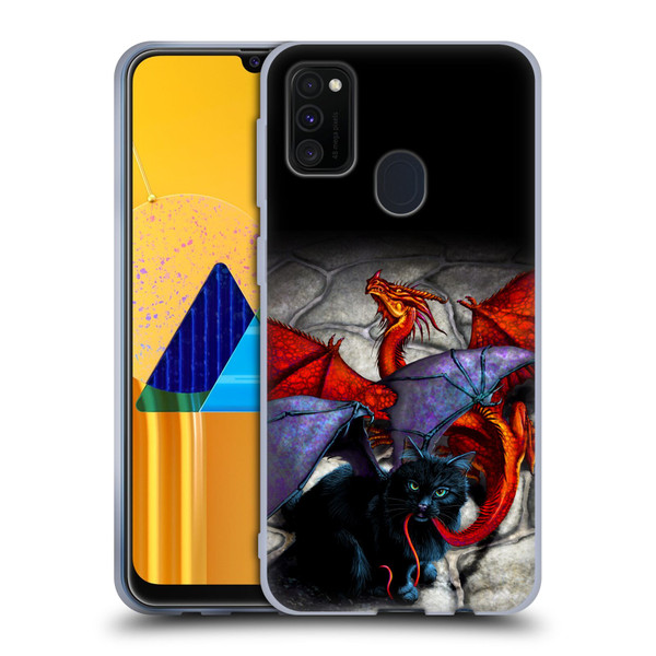 Stanley Morrison Art Bat Winged Black Cat & Dragon Soft Gel Case for Samsung Galaxy M30s (2019)/M21 (2020)