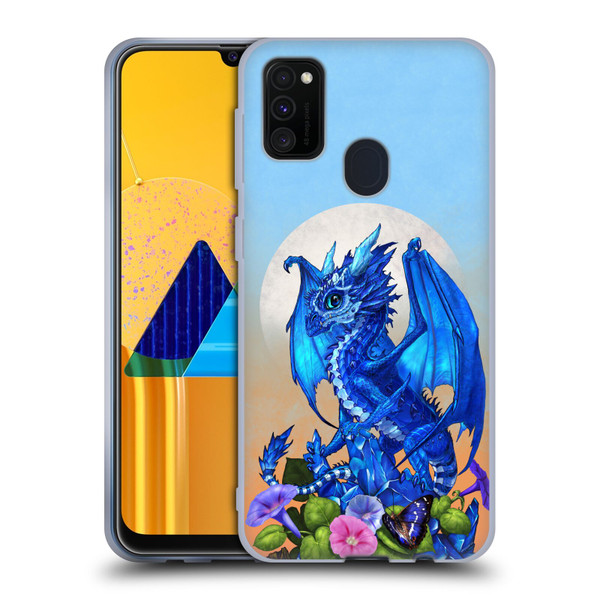 Stanley Morrison Art Blue Sapphire Dragon & Flowers Soft Gel Case for Samsung Galaxy M30s (2019)/M21 (2020)