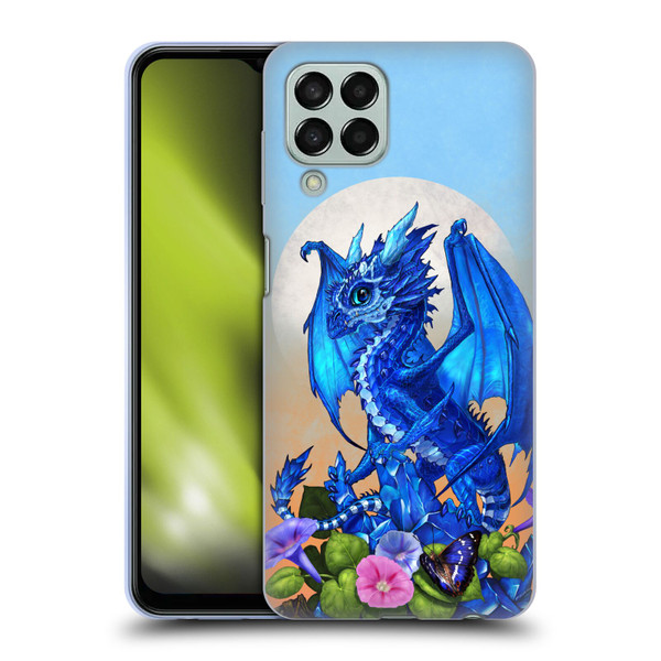 Stanley Morrison Art Blue Sapphire Dragon & Flowers Soft Gel Case for Samsung Galaxy M33 (2022)