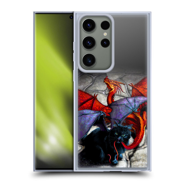 Stanley Morrison Art Bat Winged Black Cat & Dragon Soft Gel Case for Samsung Galaxy S23 Ultra 5G