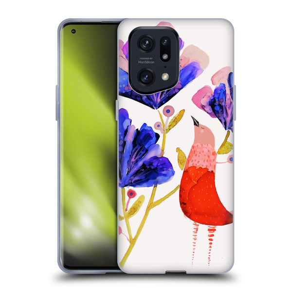 Sylvie Demers Birds 3 Red Soft Gel Case for OPPO Find X5 Pro