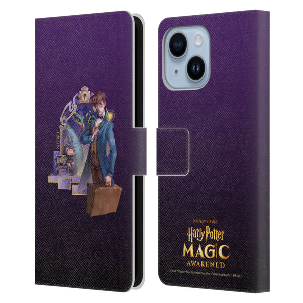 Harry Potter: Magic Awakened Characters Newt Leather Book Wallet Case Cover For Apple iPhone 14 Plus