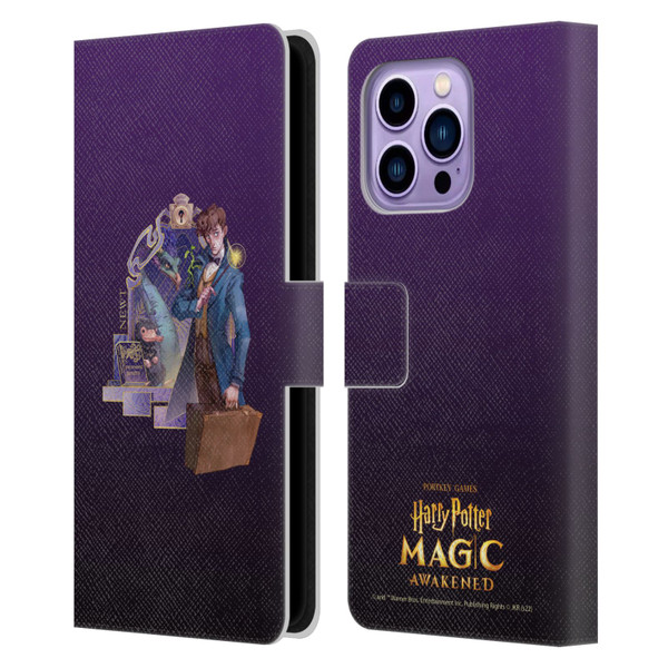 Harry Potter: Magic Awakened Characters Newt Leather Book Wallet Case Cover For Apple iPhone 14 Pro Max