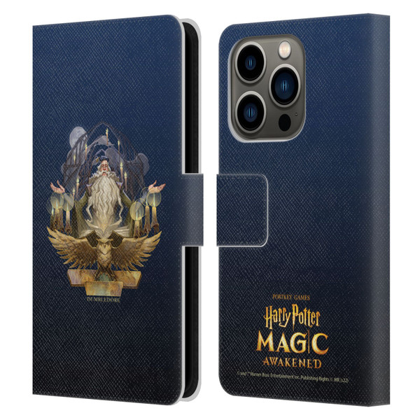Harry Potter: Magic Awakened Characters Dumbledore Leather Book Wallet Case Cover For Apple iPhone 14 Pro