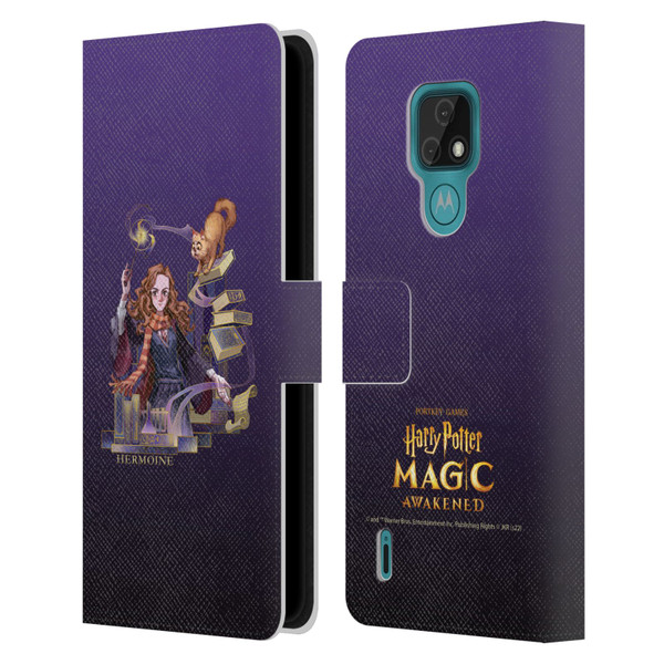 Harry Potter: Magic Awakened Characters Hermione Leather Book Wallet Case Cover For Motorola Moto E7