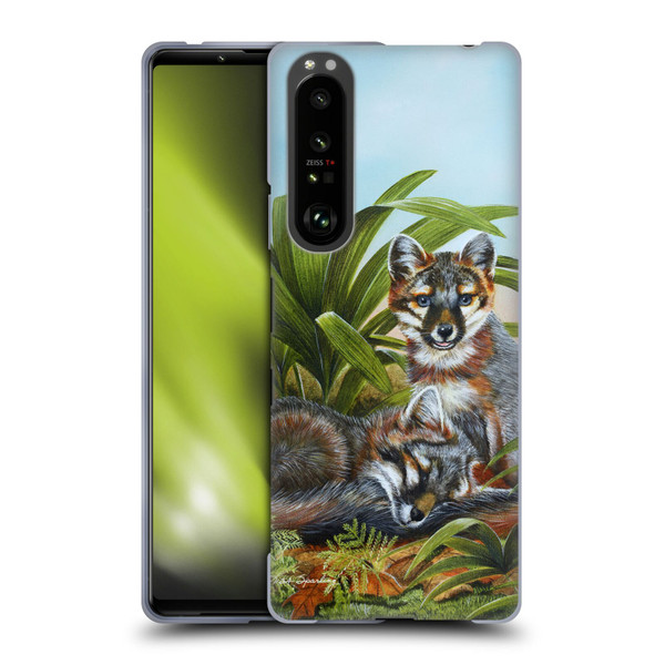 Lisa Sparling Creatures Red Fox Kits Soft Gel Case for Sony Xperia 1 III