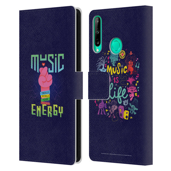 Trolls World Tour Key Art Music Is Energy Leather Book Wallet Case Cover For Huawei P40 lite E