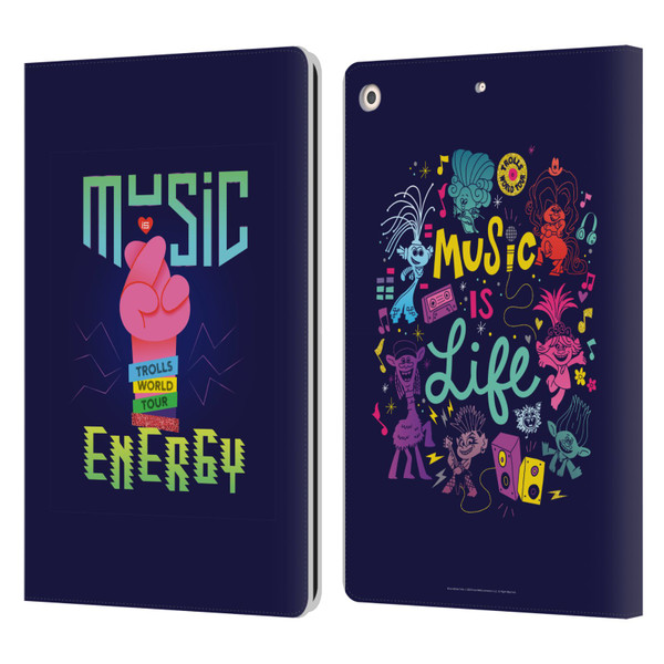 Trolls World Tour Key Art Music Is Energy Leather Book Wallet Case Cover For Apple iPad 10.2 2019/2020/2021