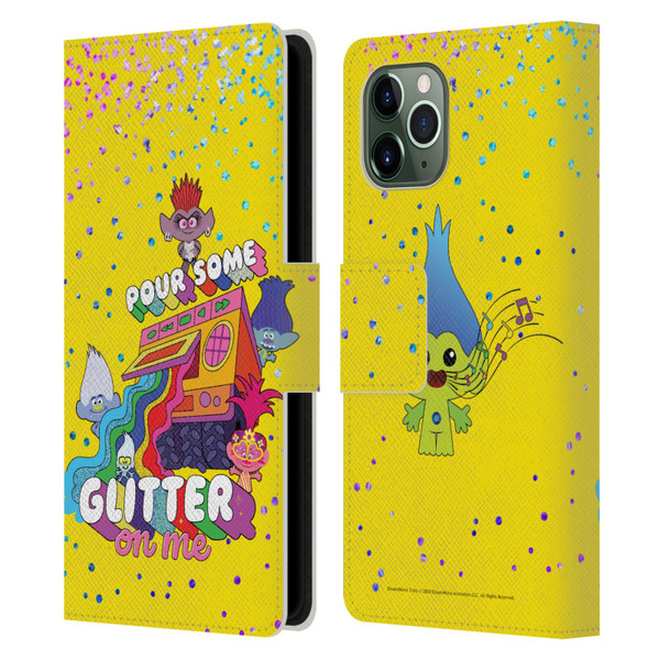 Trolls World Tour Key Art Glitter Print Leather Book Wallet Case Cover For Apple iPhone 11 Pro