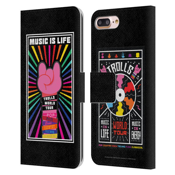 Trolls World Tour Key Art Music Is Life Leather Book Wallet Case Cover For Apple iPhone 7 Plus / iPhone 8 Plus