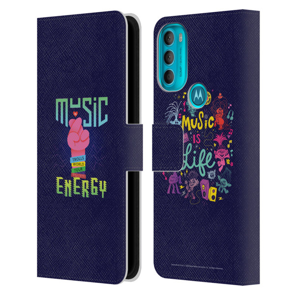 Trolls World Tour Key Art Music Is Energy Leather Book Wallet Case Cover For Motorola Moto G71 5G