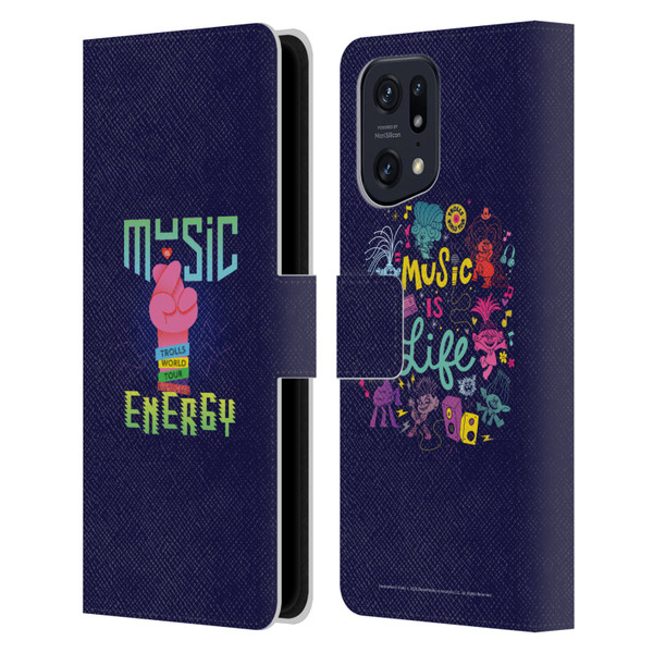 Trolls World Tour Key Art Music Is Energy Leather Book Wallet Case Cover For OPPO Find X5