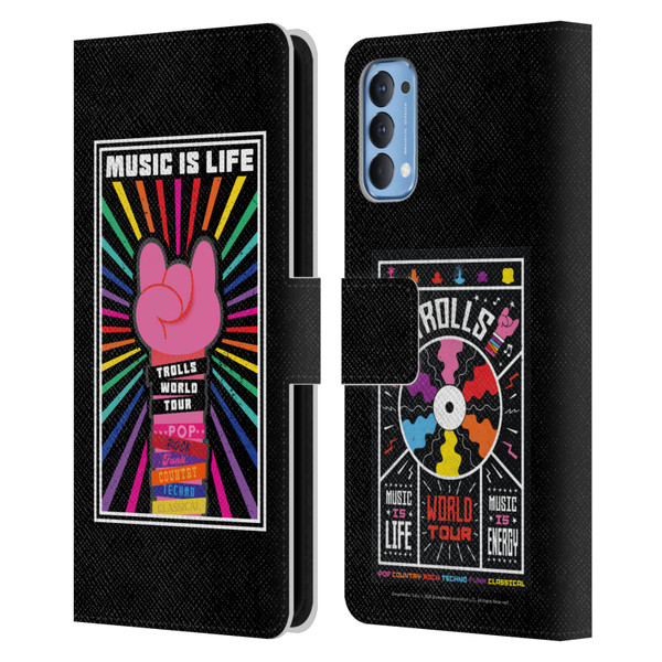 Trolls World Tour Key Art Music Is Life Leather Book Wallet Case Cover For OPPO Reno 4 5G