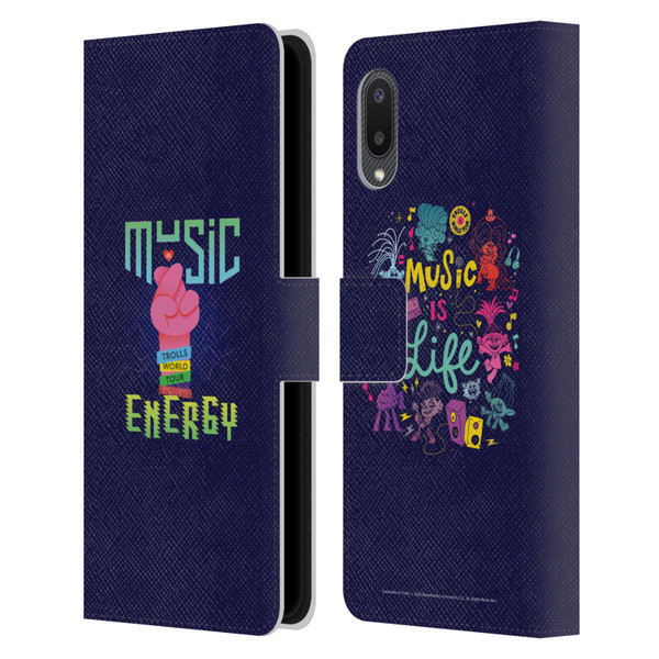 Trolls World Tour Key Art Music Is Energy Leather Book Wallet Case Cover For Samsung Galaxy A02/M02 (2021)