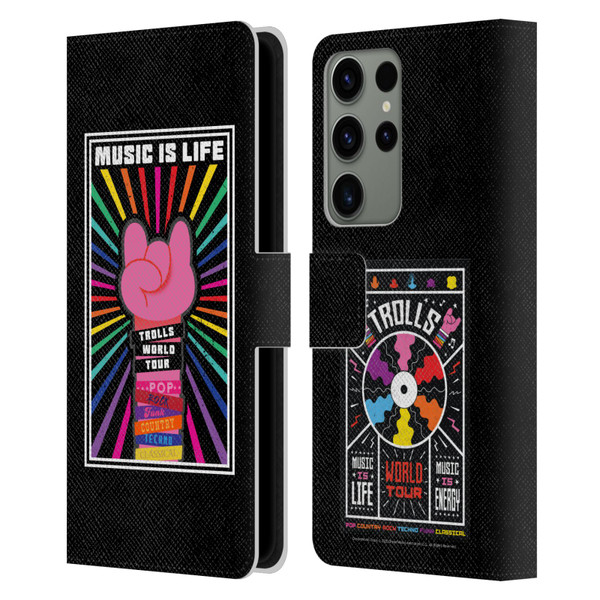 Trolls World Tour Key Art Music Is Life Leather Book Wallet Case Cover For Samsung Galaxy S23 Ultra 5G