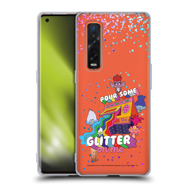 Trolls World Tour Key Art Glitter Print Soft Gel Case for OPPO Find X2 Pro 5G