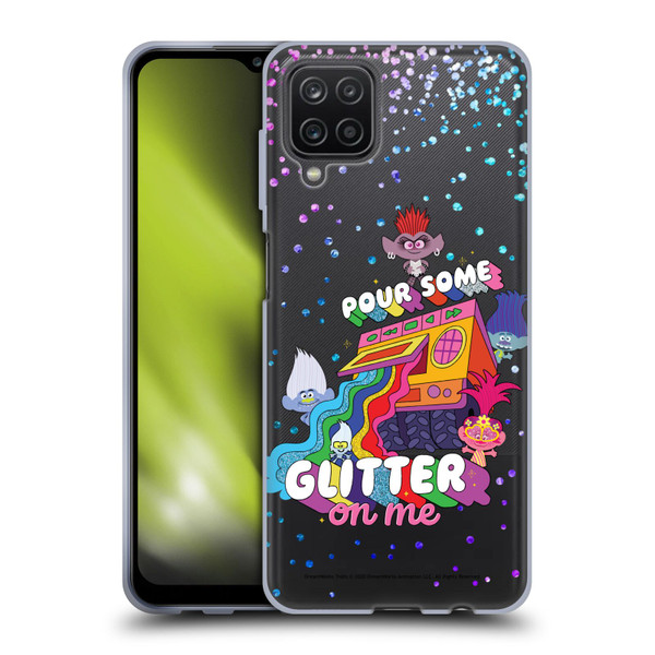 Trolls World Tour Key Art Glitter Print Soft Gel Case for Samsung Galaxy A12 (2020)