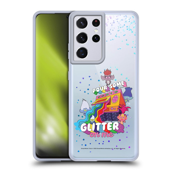Trolls World Tour Key Art Glitter Print Soft Gel Case for Samsung Galaxy S21 Ultra 5G