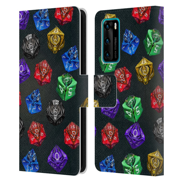 Stanley Morrison Art Six Dragons Gaming Dice Set Leather Book Wallet Case Cover For Huawei P40 5G