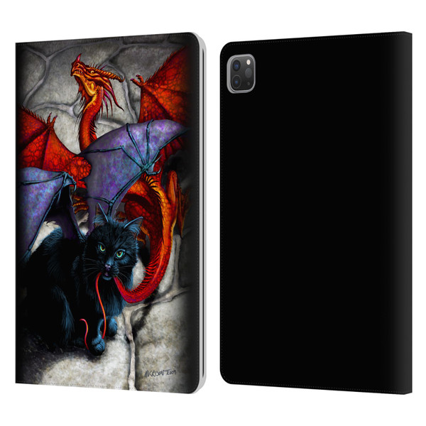 Stanley Morrison Art Bat Winged Black Cat & Dragon Leather Book Wallet Case Cover For Apple iPad Pro 11 2020 / 2021 / 2022