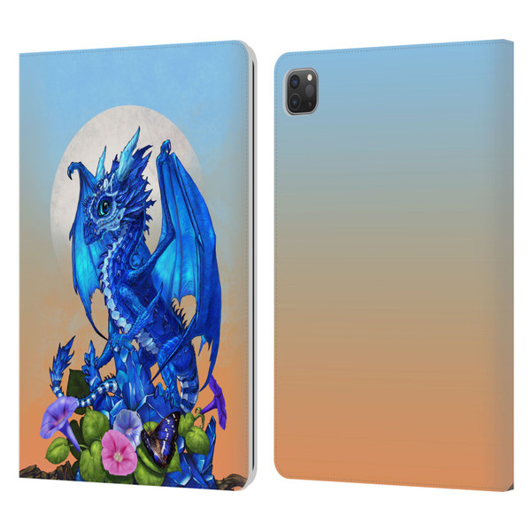 Stanley Morrison Art Blue Sapphire Dragon & Flowers Leather Book Wallet Case Cover For Apple iPad Pro 11 2020 / 2021 / 2022